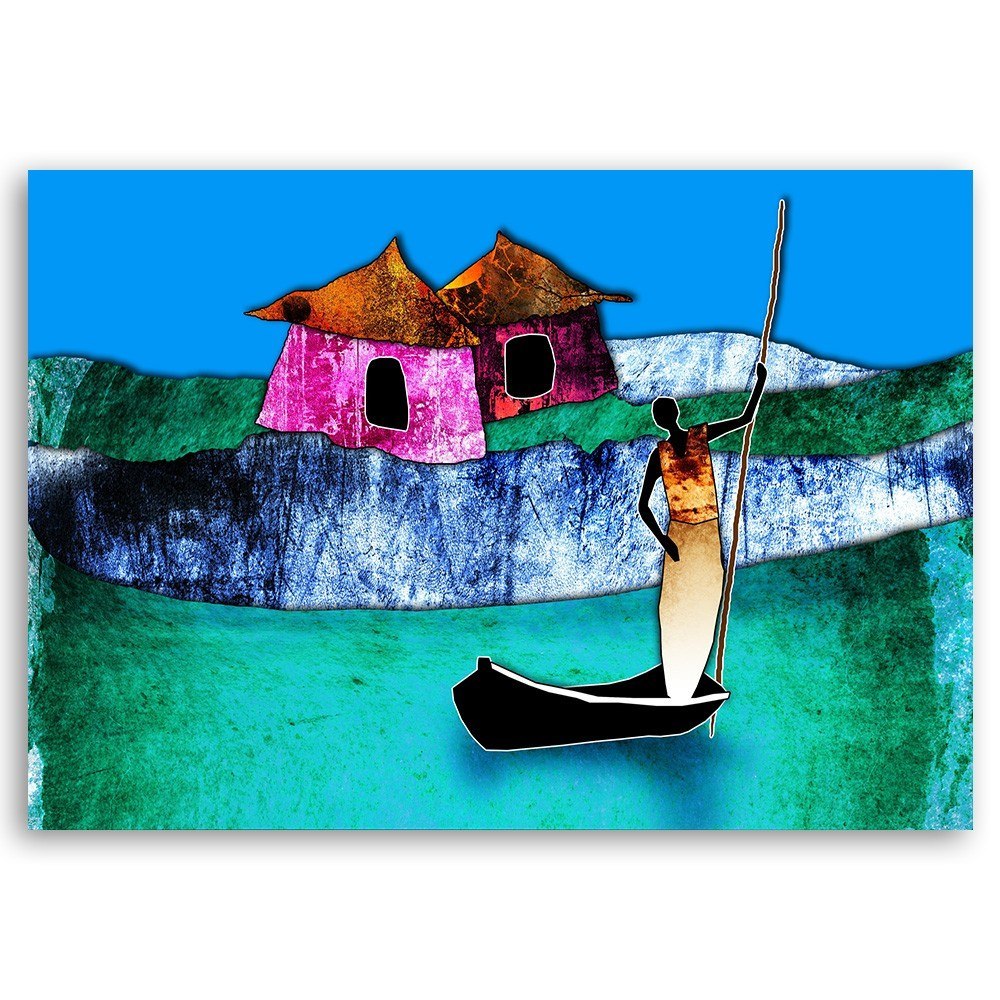 Emaga Obraz na płótnie, Kobieta w łodzi - 90x60